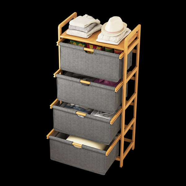 Bamboo Shelf With Storage Hamper Wooden Removable Bags Laundry Baskets & Hampers