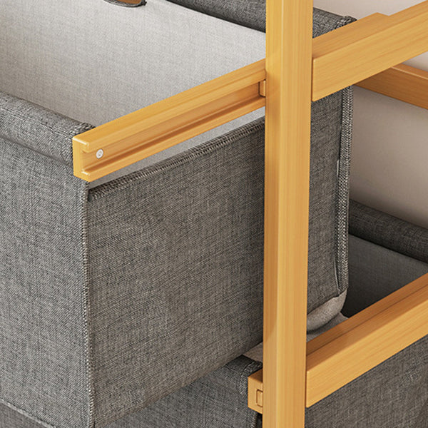 Bamboo Shelf With Storage Hamper Wooden Removable Bags Laundry Baskets & Hampers