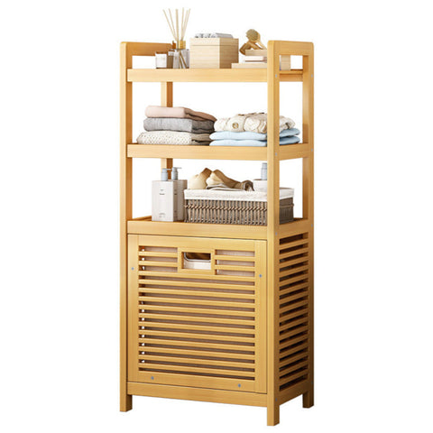 Bamboo 2 In 1 Laundry Hamper Side Table With Shelves And Clothes Basket Laundry Baskets & Hampers