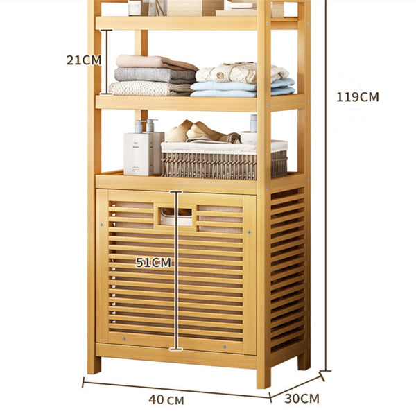 Bamboo 2 In 1 Laundry Hamper Side Table With Shelves And Clothes Basket Laundry Baskets & Hampers