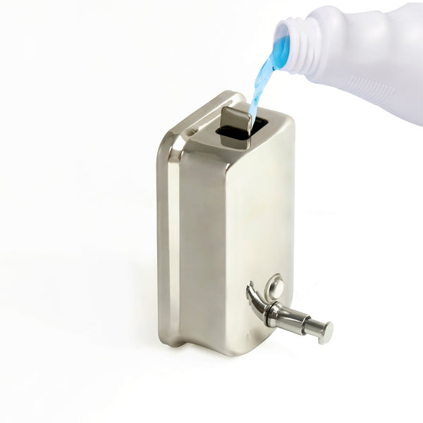 304 Stainless Steel Commercial Liquid Soap Hand Sanitiser Dispenser Wall Mount Bathroom Kitchen Office Hospital Restaurant 1000Ml Soap Dishes & Dispen
