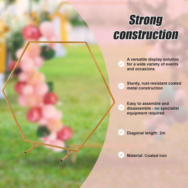 2M Wedding Hex Arch Backdrop Flower Display Stand Frame Background Venue Decorations