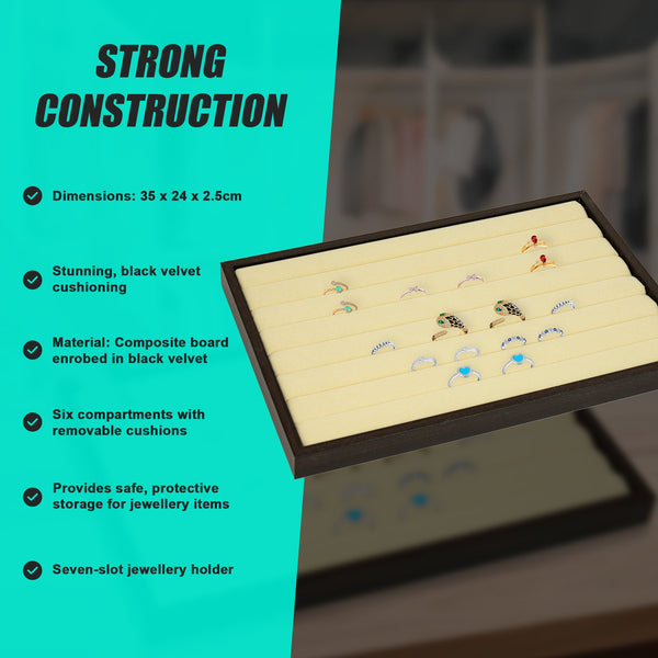 7 Slot Velvet Ring Earring Tray Storage Jewellery Display Stackable Storage & Display
