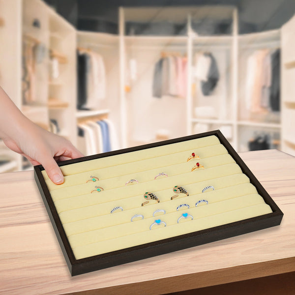 7 Slot Velvet Ring Earring Tray Storage Jewellery Display Stackable Storage & Display