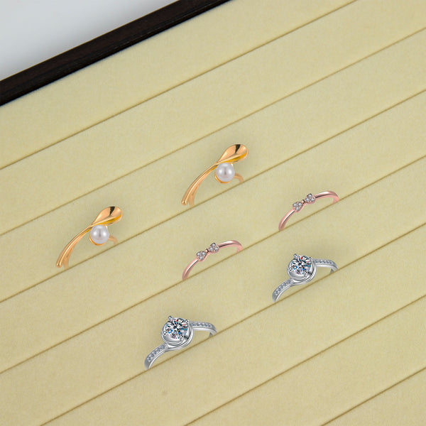 7 Slot Velvet Ring Earring Tray Storage Jewellery Display Stackable Storage & Display