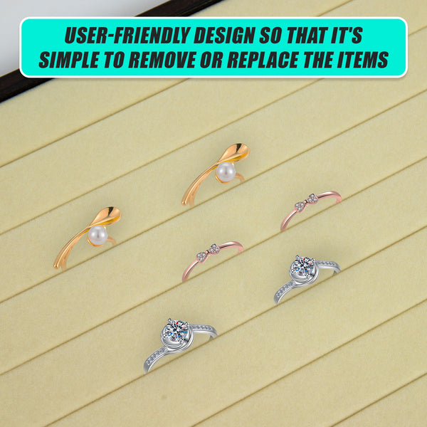 7 Slot Velvet Ring Earring Tray Storage Jewellery Display Stackable Storage & Display