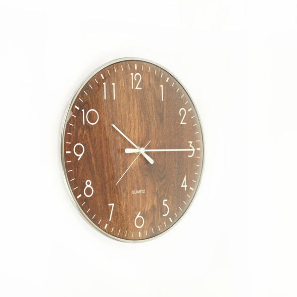 14 Inch Round Wall Clock Silent Non Ticking Quartz Battery Operated Wood Grain Wall Clocks