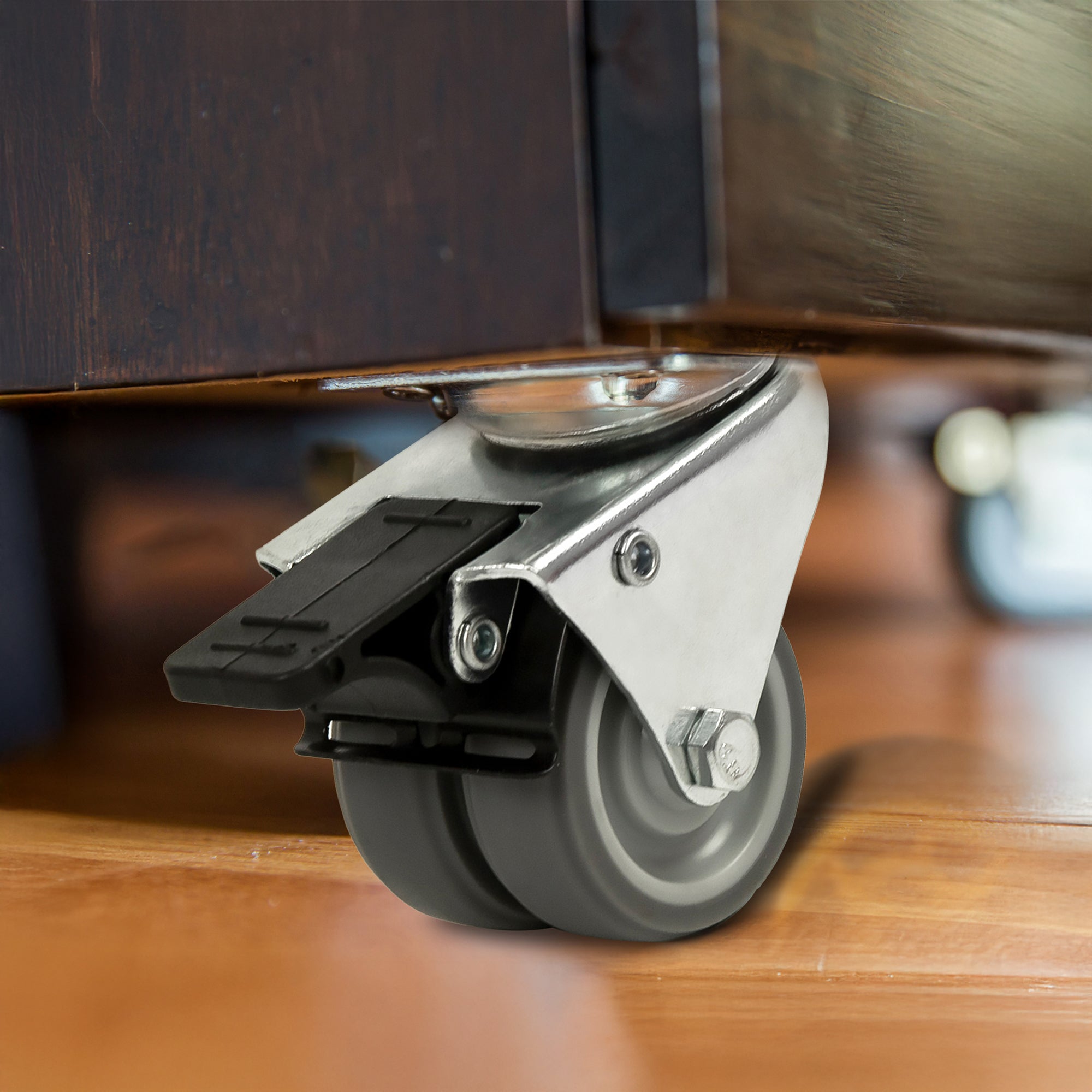 4 X 2" Heavy Duty Swivel Double Wide Trolley 50Mm Furniture Rubber With Brake Castor Wheels