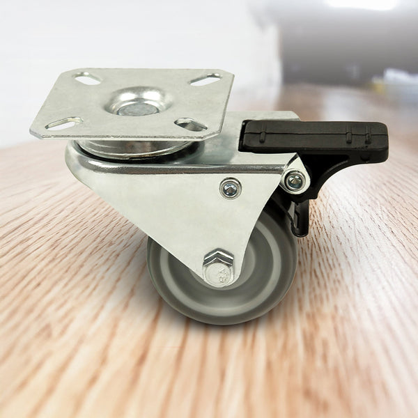 4 X 2" Heavy Duty Swivel Double Wide Trolley 50Mm Furniture Rubber With Brake Castor Wheels