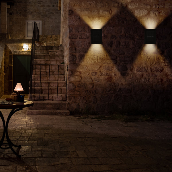 2Pc Outdoor Solar Led Deck Lights Garden Patio Pathway Stairs Warm White Landscape & Walkway Lights