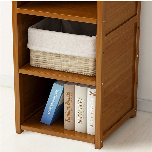 Bamboo Shelf Bookcase Display Storage Rack Stand Livingroom Bedroom Set Racks & Hooks