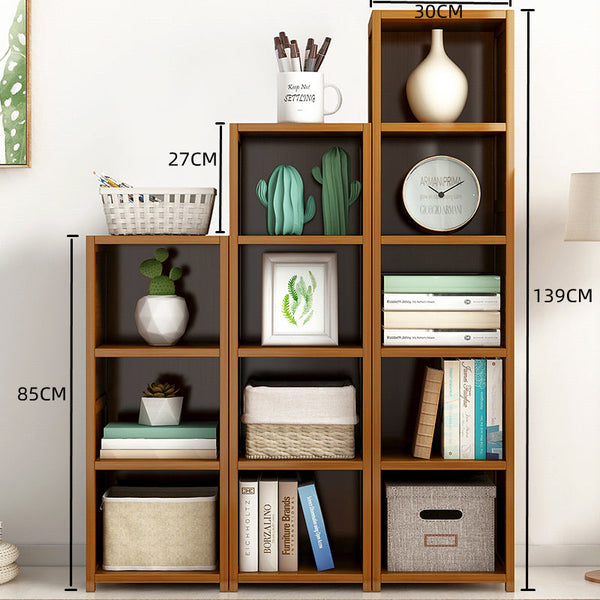 Bamboo Shelf Bookcase Display Storage Rack Stand Livingroom Bedroom Set Racks & Hooks