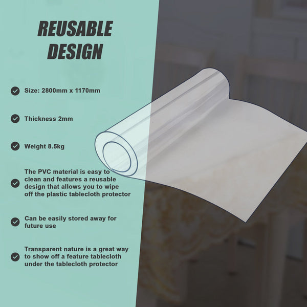 Pvc Tablecloth Protector Cover Dining Cloth Plastic 2800X1170mm 2.0Mm Table Cloths
