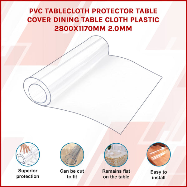 Pvc Tablecloth Protector Cover Dining Cloth Plastic 2800X1170mm 2.0Mm Table Cloths