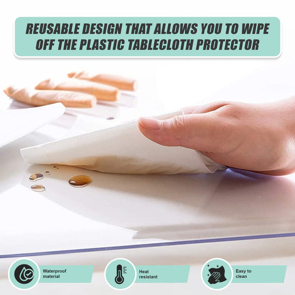 Pvc Tablecloth Protector Cover Dining Cloth Plastic 2800X1170mm 2.0Mm Table Cloths
