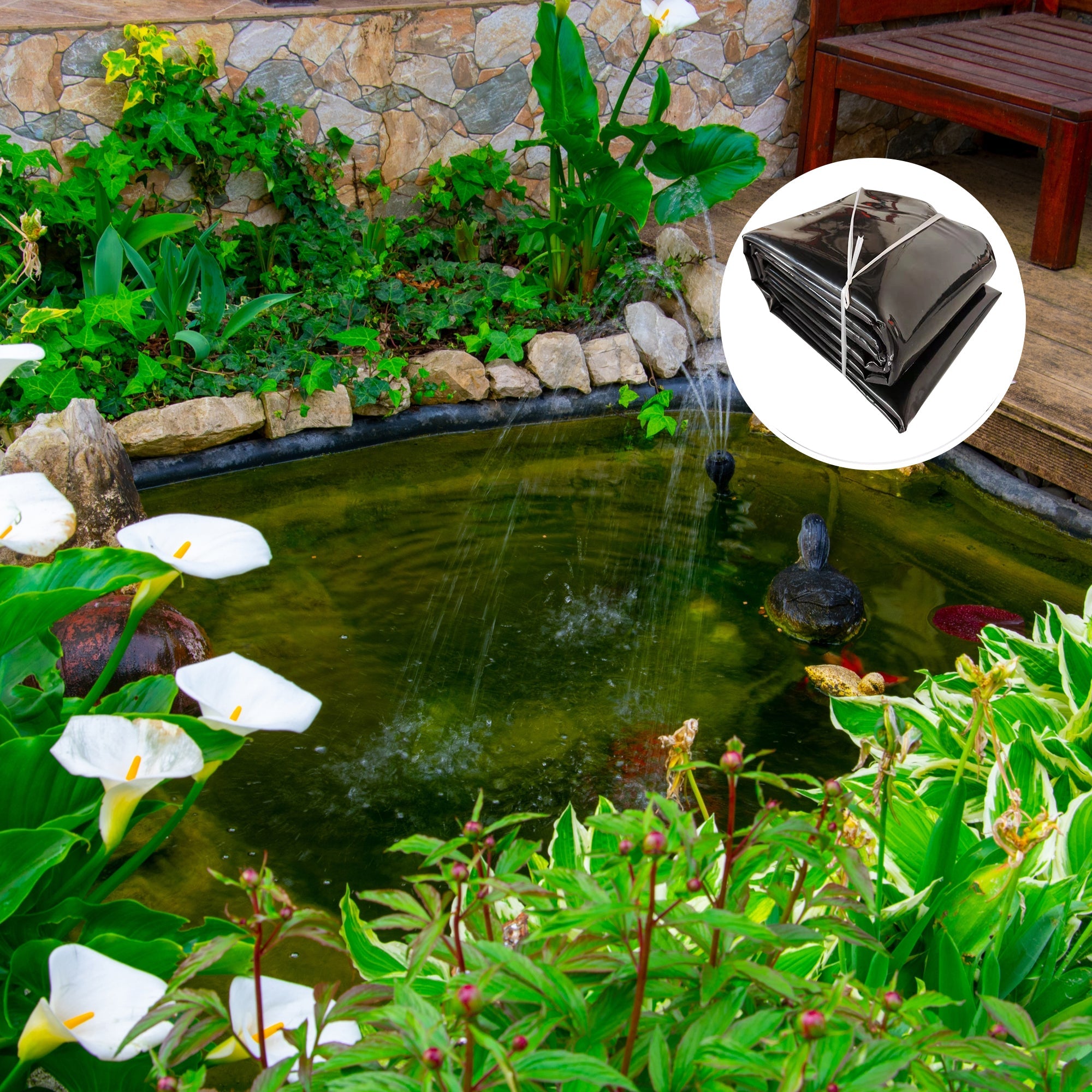 Fish Pond Liner 3 X 4.6M 0.5Mm Garden Pool Membrane Reinforced Outdoor Fountains