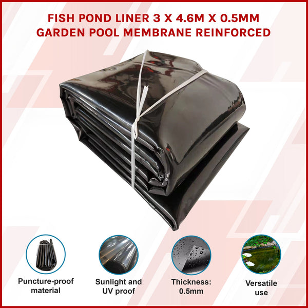 Fish Pond Liner 3 X 4.6M 0.5Mm Garden Pool Membrane Reinforced Outdoor Fountains