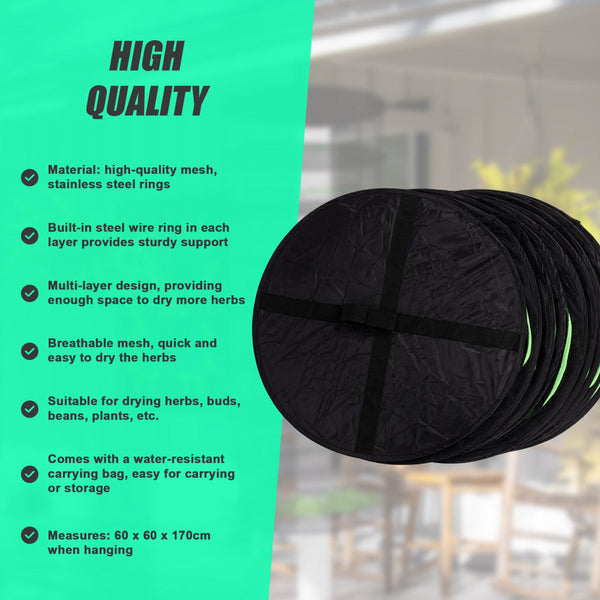 Herb Drying Rack Net 8 Layer Dryer Mesh Hanging Zipper Hanging Closet Storage