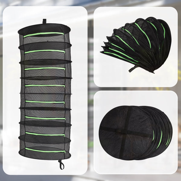 Herb Drying Rack Net 8 Layer Dryer Mesh Hanging Zipper Hanging Closet Storage