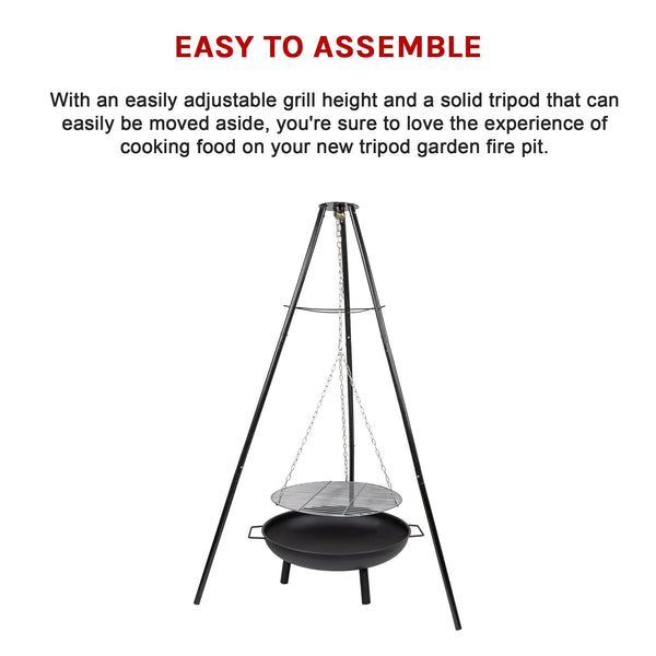 Tripod Garden Fire Pit Bbq Barbecue Cast Iron Steel Bowl Round Fire Pits