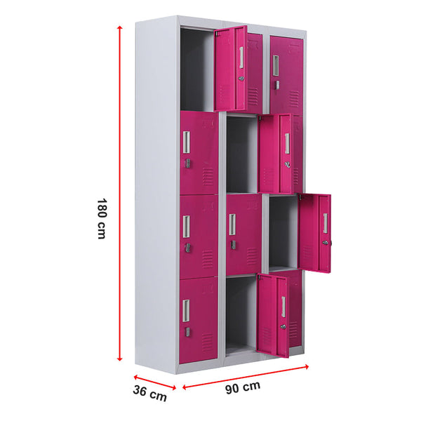 12 Door Locker For Office Gym Shed School Home Storage Padlock Operated Cabinets & Cupboards