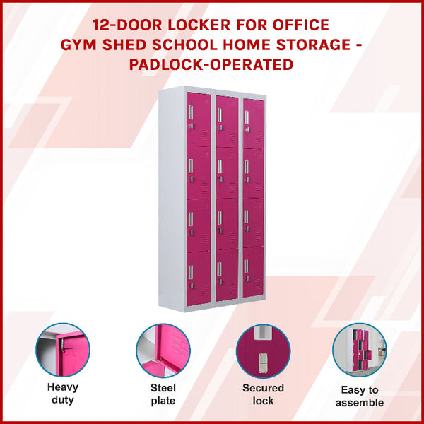 12 Door Locker For Office Gym Shed School Home Storage Padlock Operated Cabinets & Cupboards