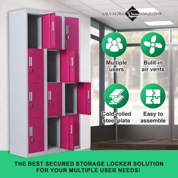 12 Door Locker For Office Gym Shed School Home Storage Padlock Operated Cabinets & Cupboards