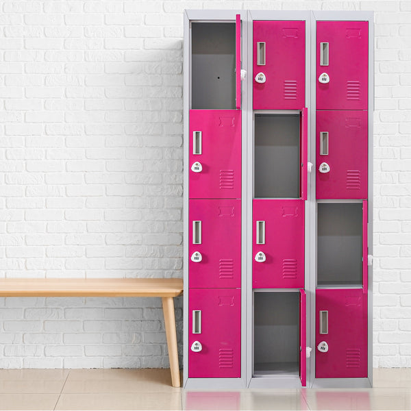 12 Door Locker For Office Gym Shed School Home Storage 3 Digit Combination Grey With Pink Cabinets & Cupboards