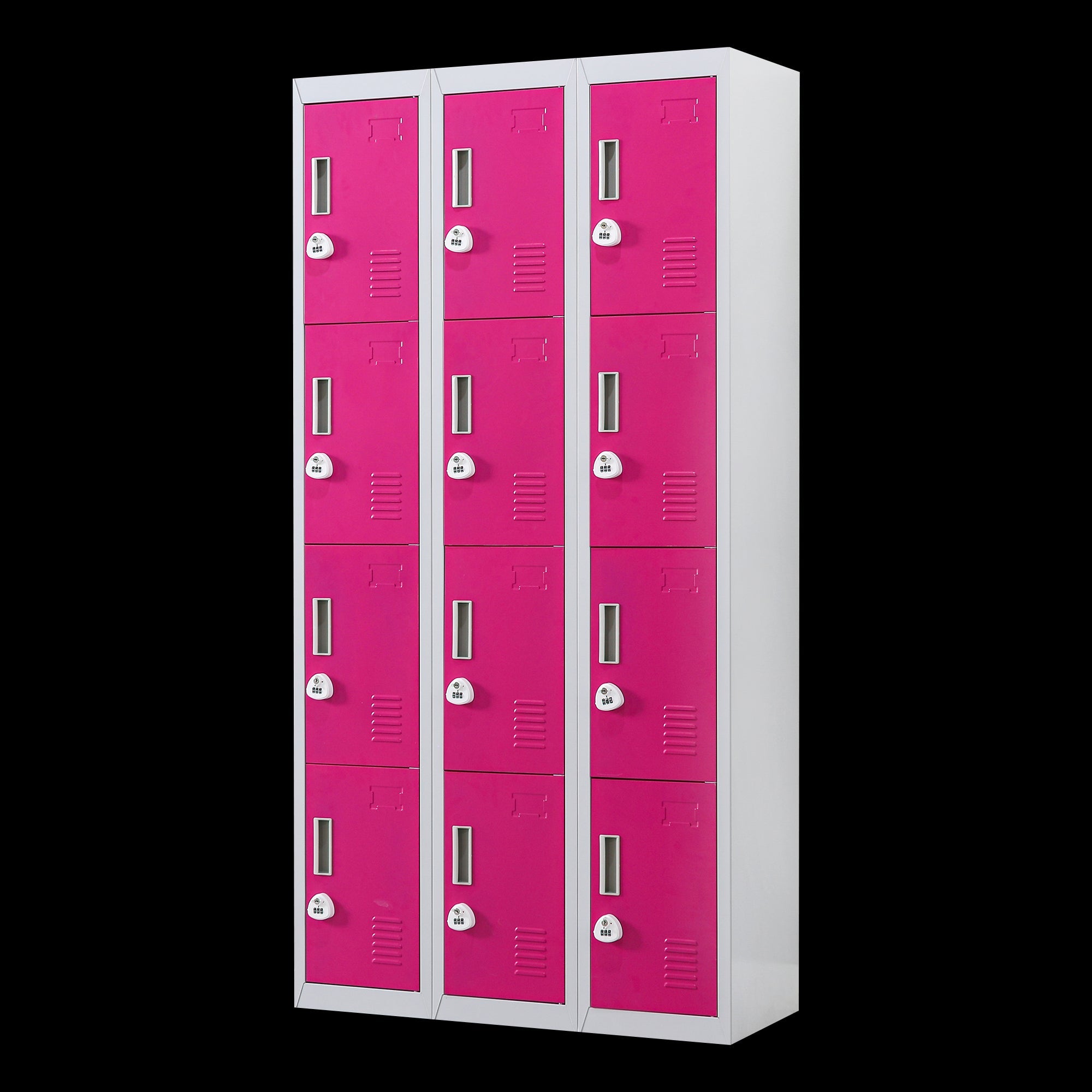 12 Door Locker For Office Gym Shed School Home Storage 3 Digit Combination Grey With Pink Cabinets & Cupboards