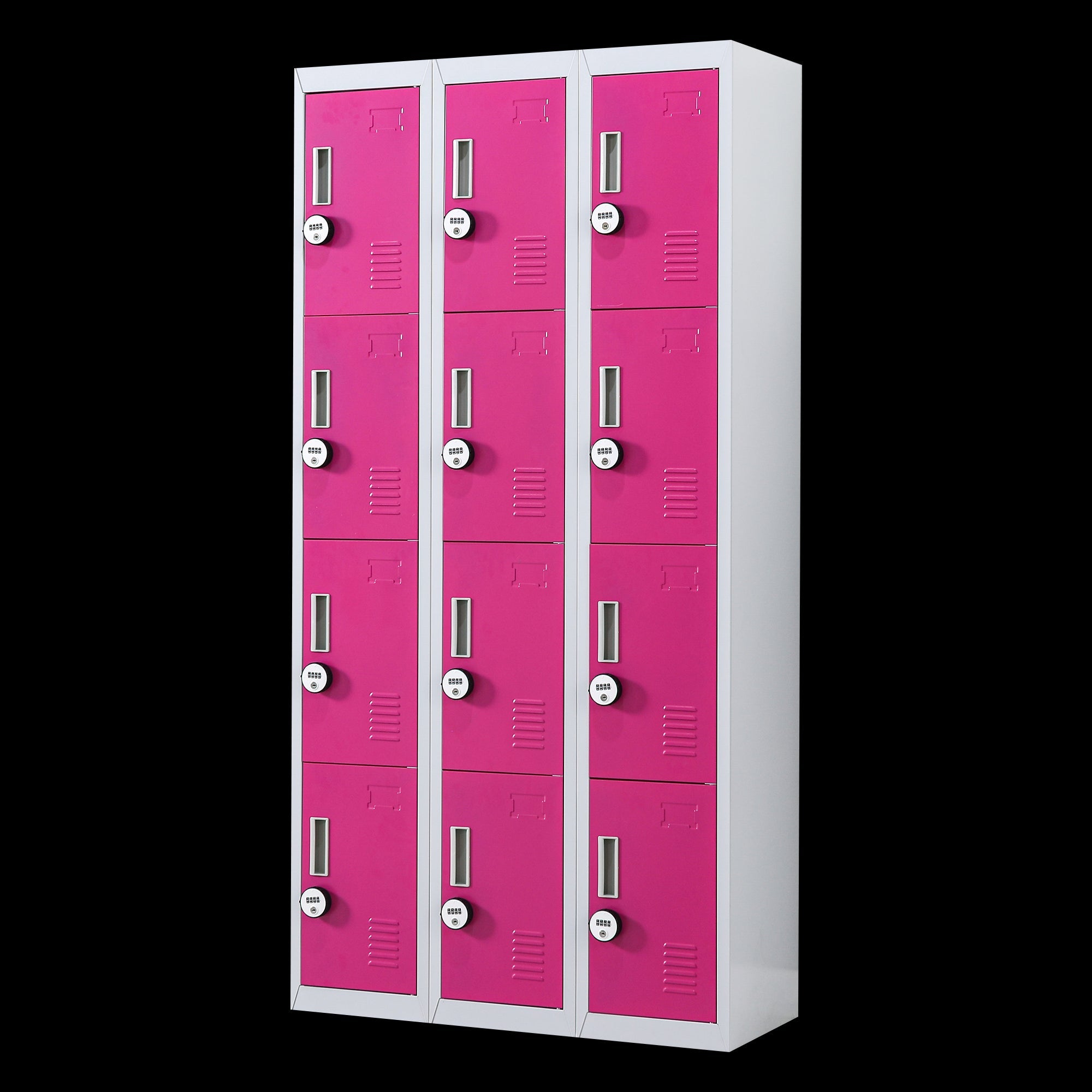 12 Door Locker For Office Gym Shed School Home Storage 4 Digit Combination Grey With Pink Cabinets & Cupboards