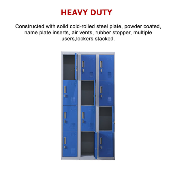 12 Door Locker For Office Gym Shed School Home Storage Padlock Operated Cabinets & Cupboards