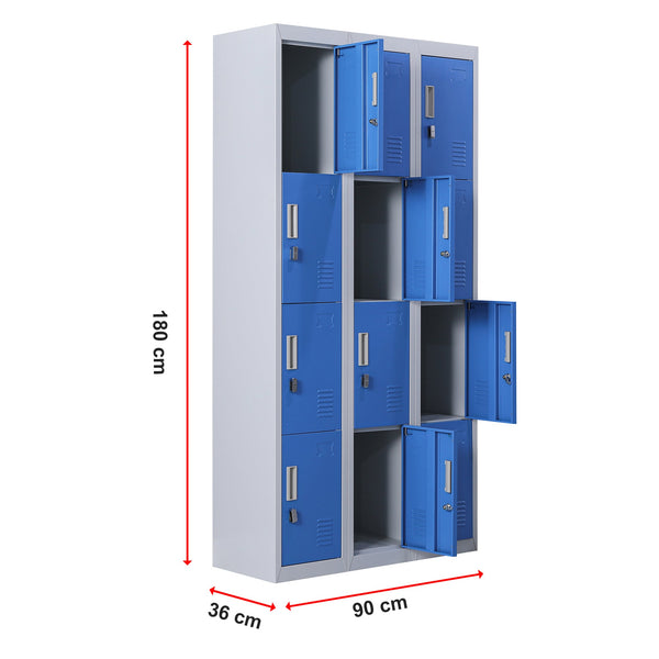 12 Door Locker For Office Gym Shed School Home Storage Padlock Operated Cabinets & Cupboards