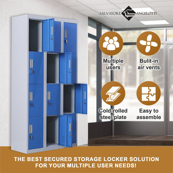 12 Door Locker For Office Gym Shed School Home Storage Padlock Operated Cabinets & Cupboards