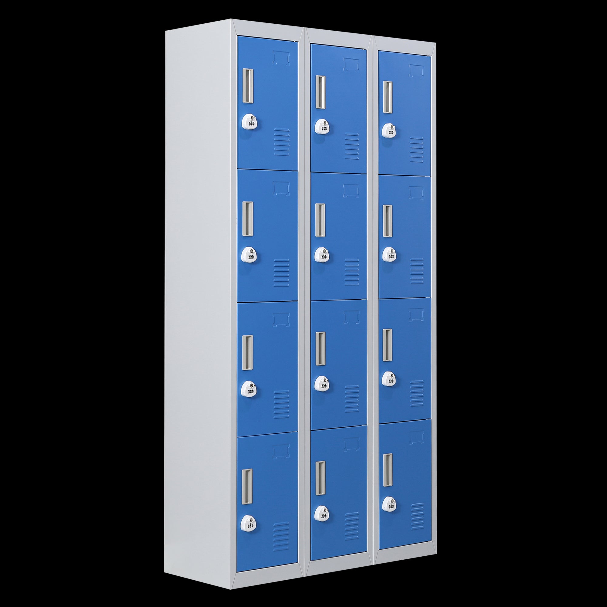 12 Door Locker For Office Gym Shed School Home Storage 3 Digit Combination Grey With Blue Cabinets & Cupboards