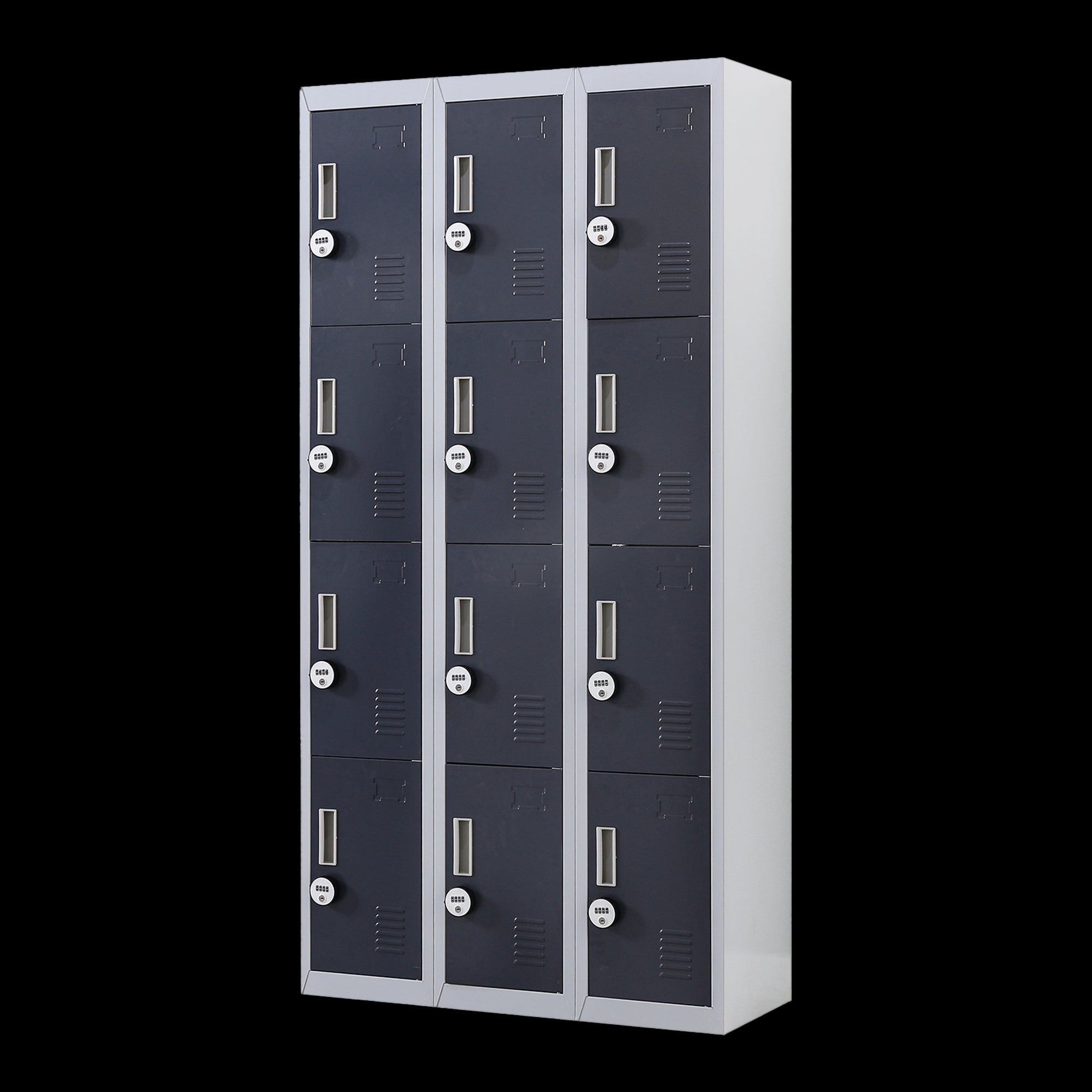 12 Door Locker For Office Gym Shed School Home Storage 4 Digit Combination Grey With Charcoal Cabinets & Cupboards