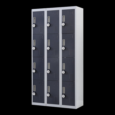 12 Door Locker For Office Gym Shed School Home Storage 4 Digit Combination Grey With Charcoal Cabinets & Cupboards