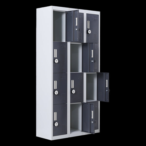 12 Door Locker For Office Gym Shed School Home Storage 4 Digit Combination Grey With Charcoal Cabinets & Cupboards