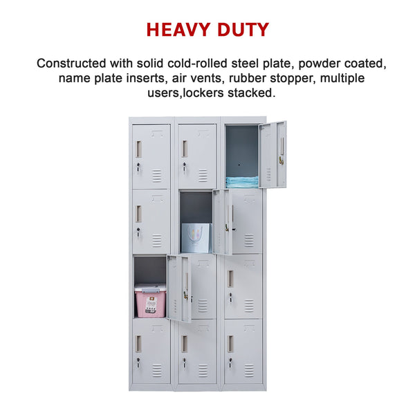 12 Door Locker For Office Gym Shed School Home Storage With Keys Padlocks