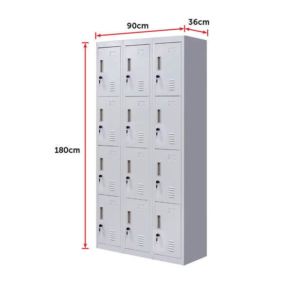 12 Door Locker For Office Gym Shed School Home Storage With Keys Padlocks