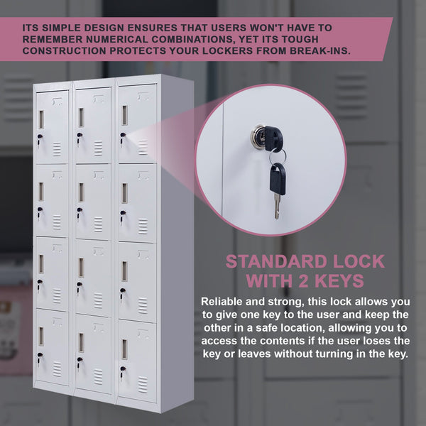 12 Door Locker For Office Gym Shed School Home Storage With Keys Padlocks