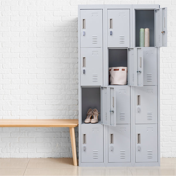 12 Door Locker For Office Gym Shed School Home Storage Padlock Operated Cabinets & Cupboards