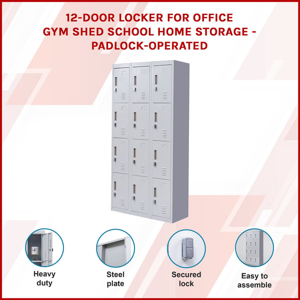 12 Door Locker For Office Gym Shed School Home Storage Padlock Operated Cabinets & Cupboards