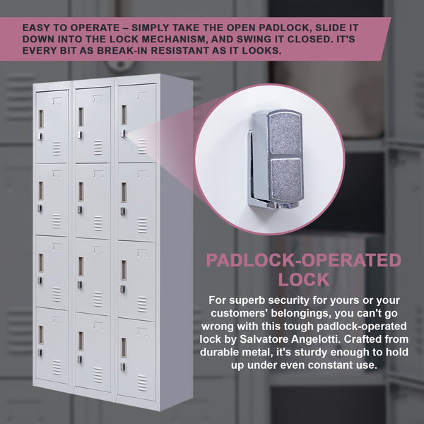 12 Door Locker For Office Gym Shed School Home Storage Padlock Operated Cabinets & Cupboards