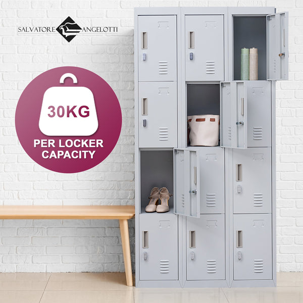 12 Door Locker For Office Gym Shed School Home Storage Padlock Operated Cabinets & Cupboards