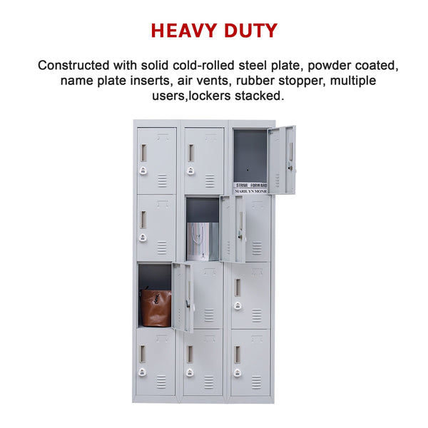 12 Door Locker For Office Gym Shed School Home Storage 3 Digit Combination Storage Units