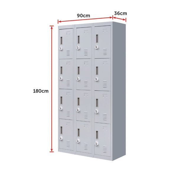 12 Door Locker For Office Gym Shed School Home Storage 3 Digit Combination Storage Units