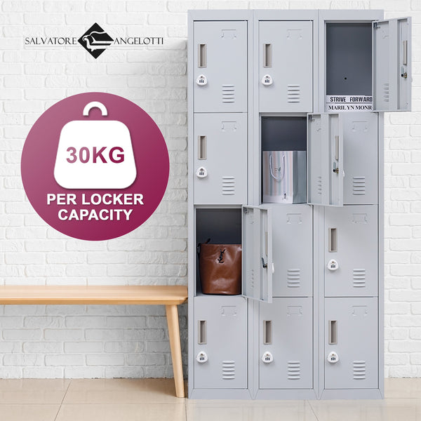 12 Door Locker For Office Gym Shed School Home Storage 3 Digit Combination Storage Units