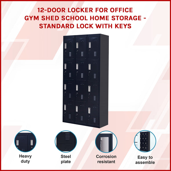 12 Door Locker For Office Gym Shed School Home Storage With Keys Cabinets & Cupboards