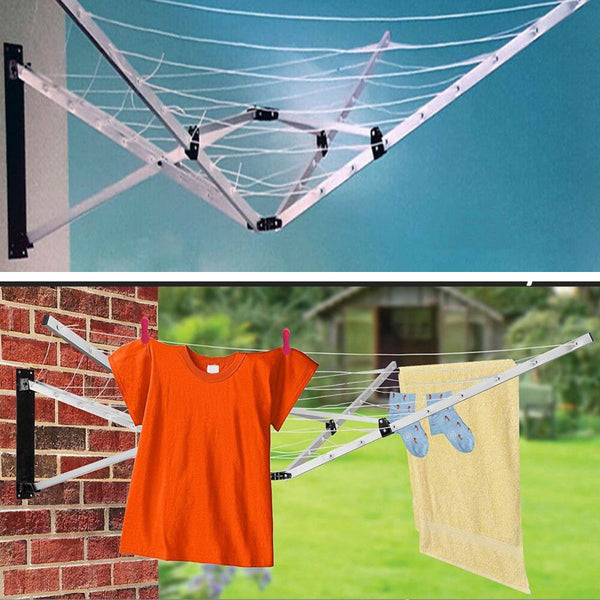 Wall Mounted 5 Arm 26M Clothes Airer Folding Concertina Dryer Washing Line Clothes Airers