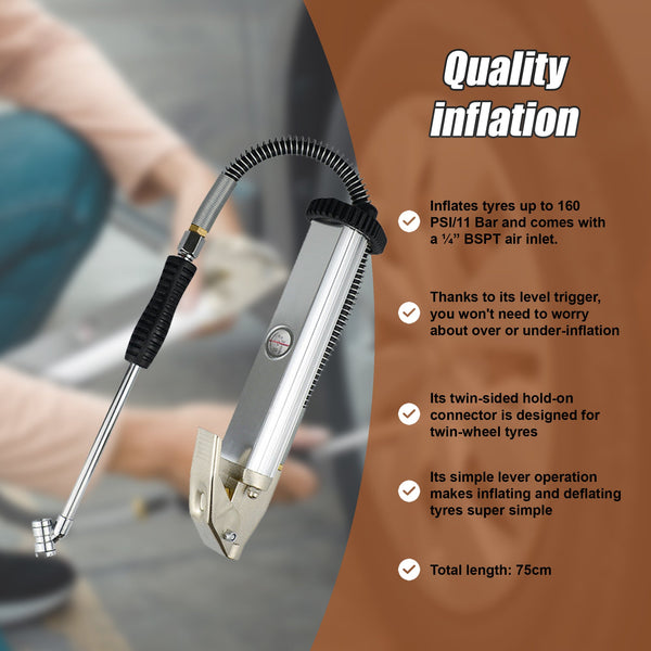 Randy & Travis Machinery Professional Tyre Inflator With Gauge Air Line Pressure Tester Pump Deflators